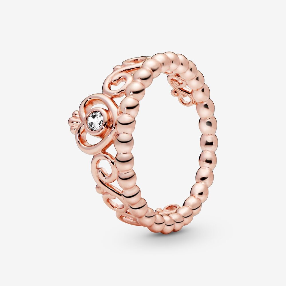 Princess tiara crown ring rose gold